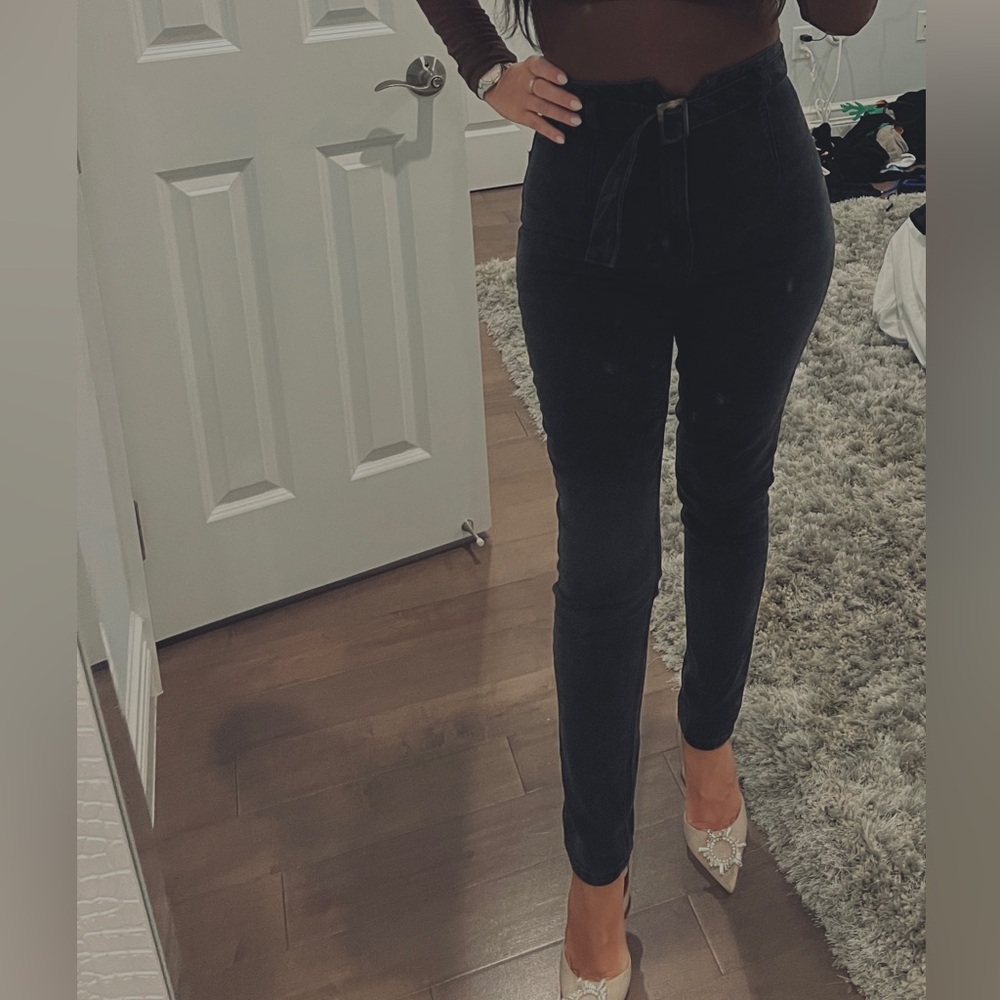 Women's Reformation belted Black Jeans
